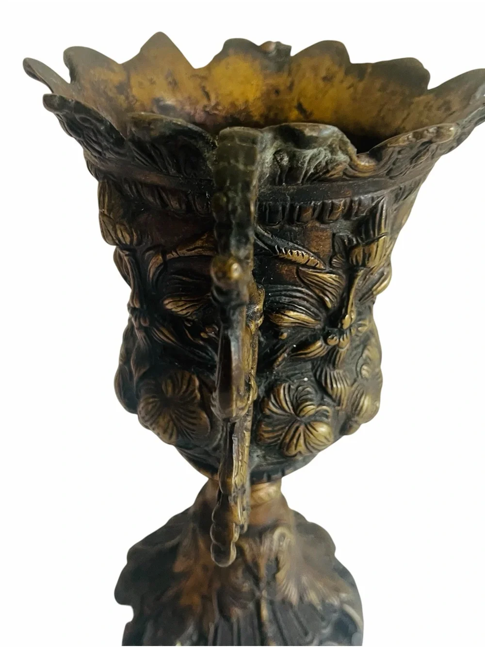 Antique Ornate Patina Double Handled Vase